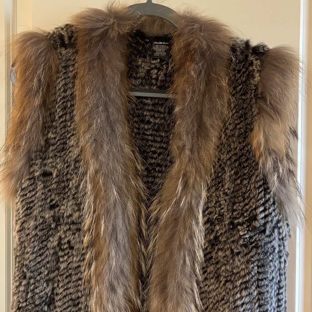 Faux Fur Vest with Brown and Black Pattern